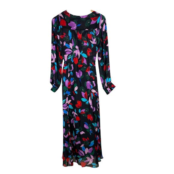 Parker Silk Blend Floral Maxi Dress Long Sleeve Size 0 Project Piece Upcycle - Picture 2 of 12